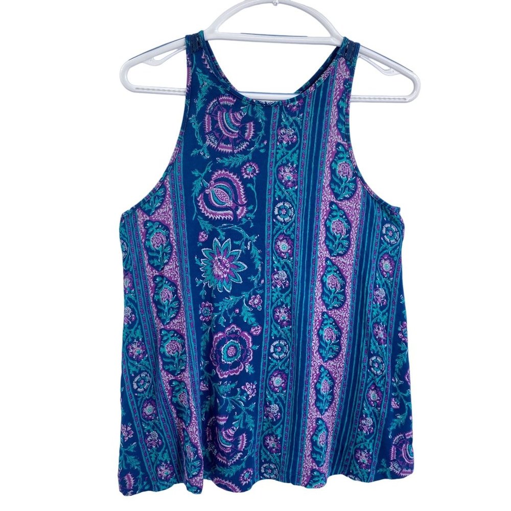 Anthropologie Akemi‎ + Kim floral lace back tank top Size small new Blue purple